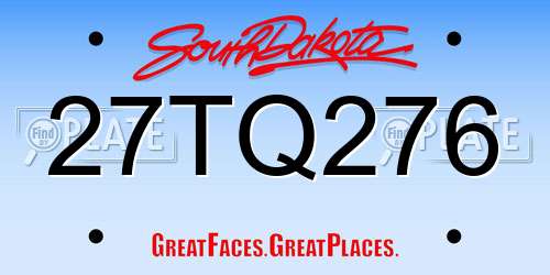 27TQ276 South Dakota License Plate