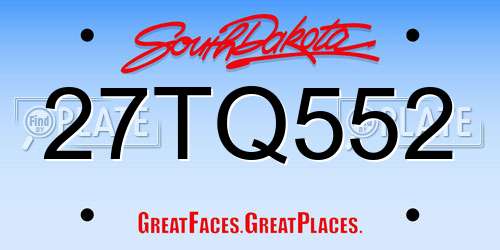 27TQ552 South Dakota License Plate