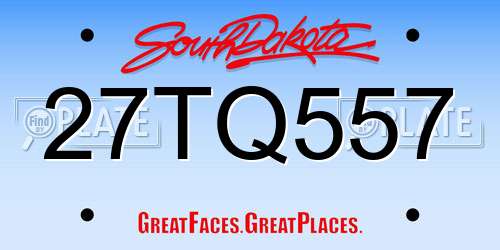 27TQ557 South Dakota License Plate