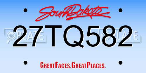 27TQ582 South Dakota License Plate