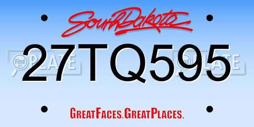27TQ595 South Dakota License Plate