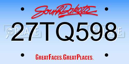 27TQ598 South Dakota License Plate