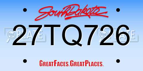 27TQ726 South Dakota License Plate