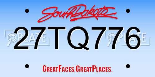 27TQ776 South Dakota License Plate