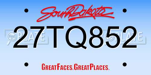 27TQ852 South Dakota License Plate