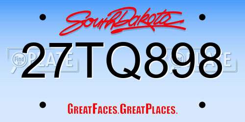 27TQ898 South Dakota License Plate