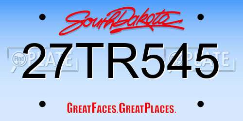 27TR545 South Dakota License Plate