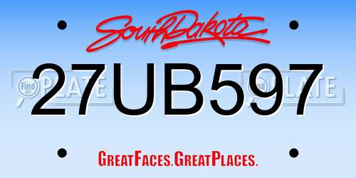 27UB597 South Dakota License Plate