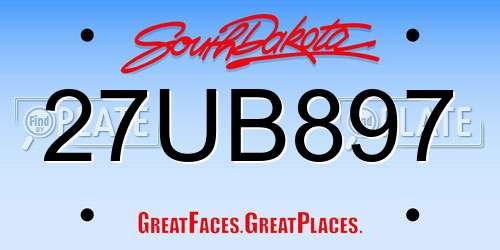 27UB897 South Dakota License Plate
