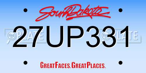 27UP331 South Dakota License Plate