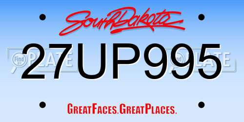 27UP995 South Dakota License Plate