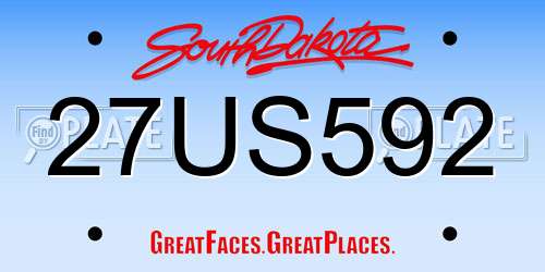 27US592 South Dakota License Plate