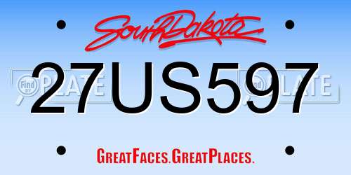 27US597 South Dakota License Plate