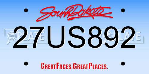 27US892 South Dakota License Plate