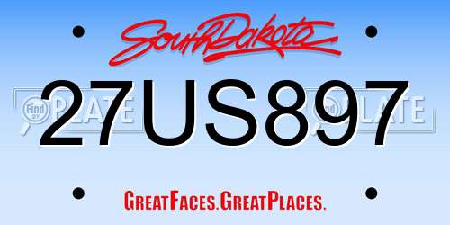27US897 South Dakota License Plate