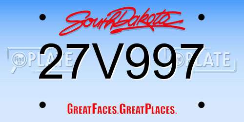 27V997 South Dakota License Plate