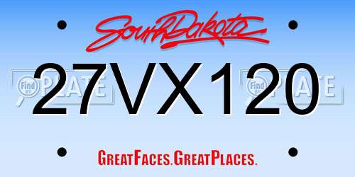 27VX120 South Dakota License Plate