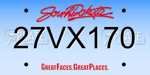 27VX170 South Dakota License Plate