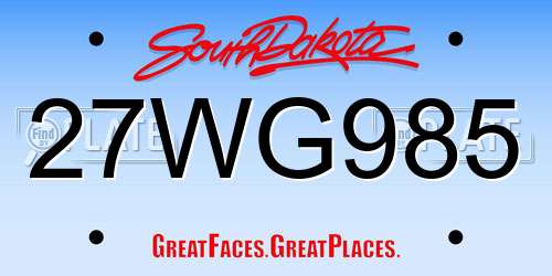 27WG985 South Dakota License Plate