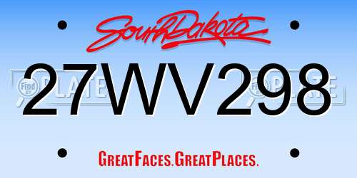 27WV298 South Dakota License Plate