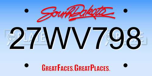 27WV798 South Dakota License Plate