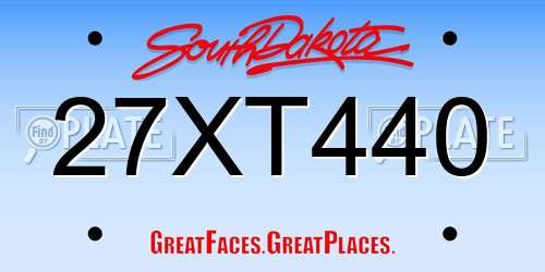 27XT440 South Dakota License Plate