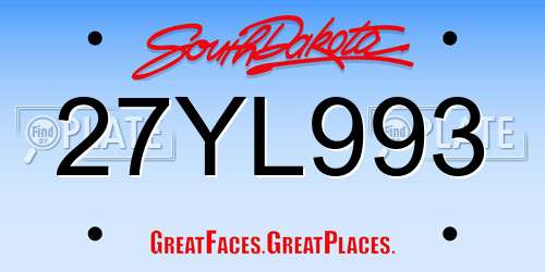 27YL993 South Dakota License Plate