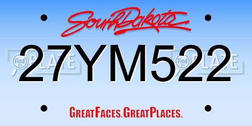 27YM522 South Dakota License Plate
