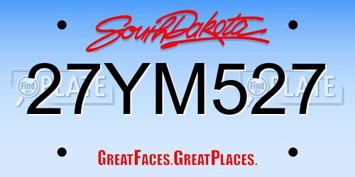 27YM527 South Dakota License Plate