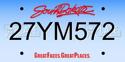 27YM572 South Dakota License Plate