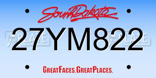 27YM822 South Dakota License Plate