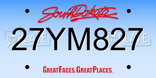 27YM827 South Dakota License Plate