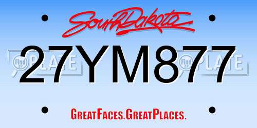 27YM877 South Dakota License Plate