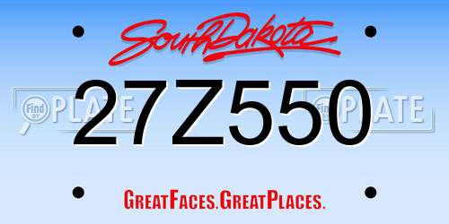 27Z550 South Dakota License Plate