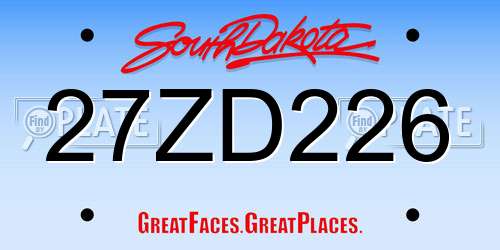 27ZD226 South Dakota License Plate