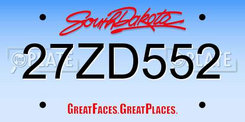 27ZD552 South Dakota License Plate