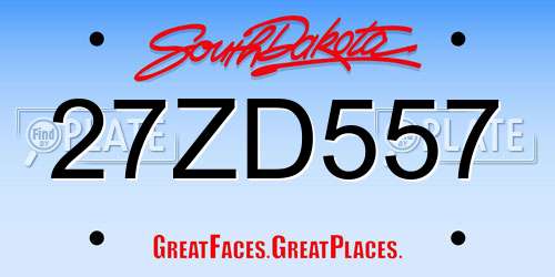 27ZD557 South Dakota License Plate