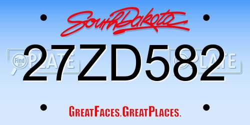 27ZD582 South Dakota License Plate