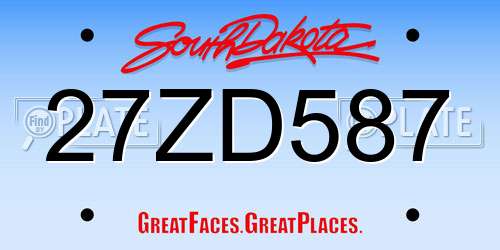 27ZD587 South Dakota License Plate