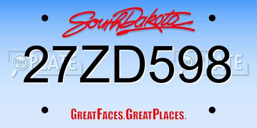 27ZD598 South Dakota License Plate
