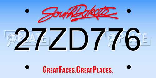 27ZD776 South Dakota License Plate