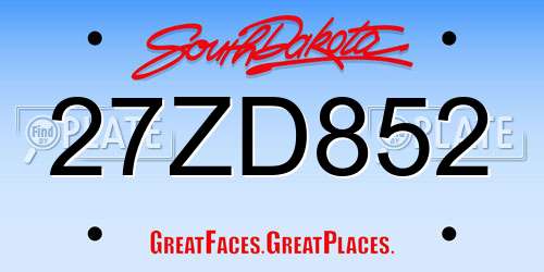 27ZD852 South Dakota License Plate