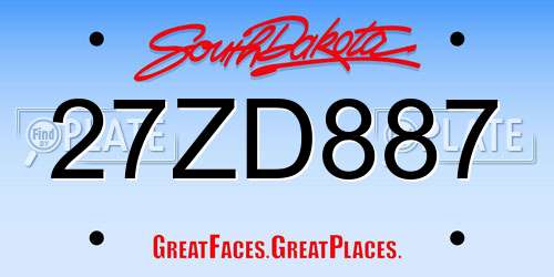 27ZD887 South Dakota License Plate