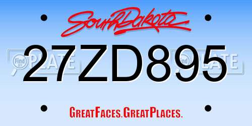 27ZD895 South Dakota License Plate