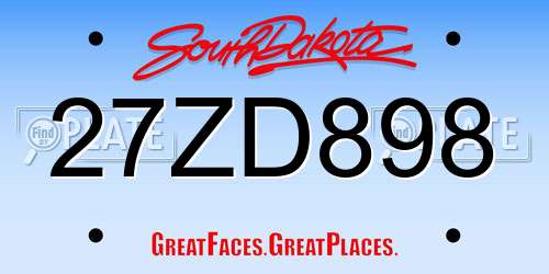 27ZD898 South Dakota License Plate