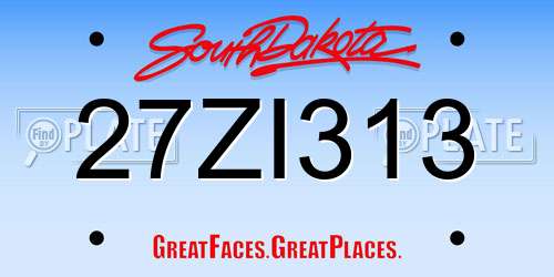 27ZI313 South Dakota License Plate