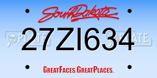 27ZI634 South Dakota License Plate