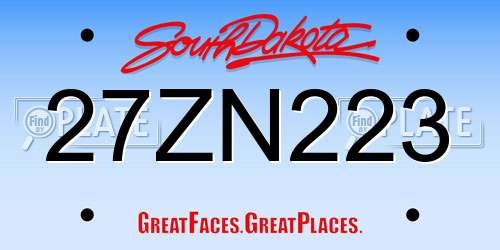27ZN223 South Dakota License Plate