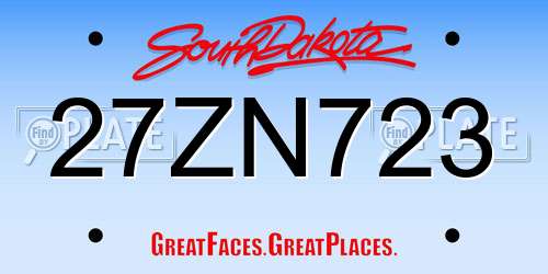 27ZN723 South Dakota License Plate
