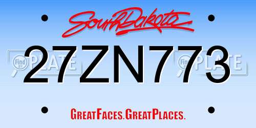 27ZN773 South Dakota License Plate